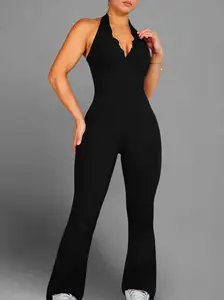 Muse Lace Flare Jumpsuit (Black)