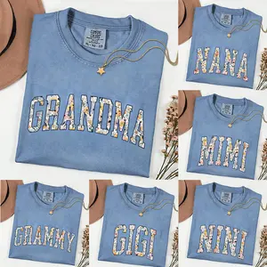 Comfort Colors Custom Grandma Blue Jean T-Shirt | Personalized Family Gift | Floral Mama Nana Auntie Mimi Gigi Grammy Shirt | Mother's Day Gift