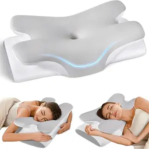Ergonomic Memory Foam Neck Pillow, Adjustable Design for Sleep Support, Supportive Memory Foam, Anti-Snoring & Spinal Alignment, Cool Comfort for Side, Back & Stomach Sleeper