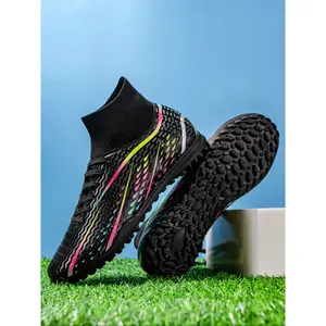 Men’s high-top soccer shoes (TF turf), classic breathable non-slip design for training and competition, suitable for all seasons, preferred for artificial grass.