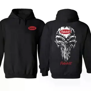 Peterbilt Skull Hoodie For Men, Shirt For Driver- Casual Streetwear Tee- Menswear- Made In USA