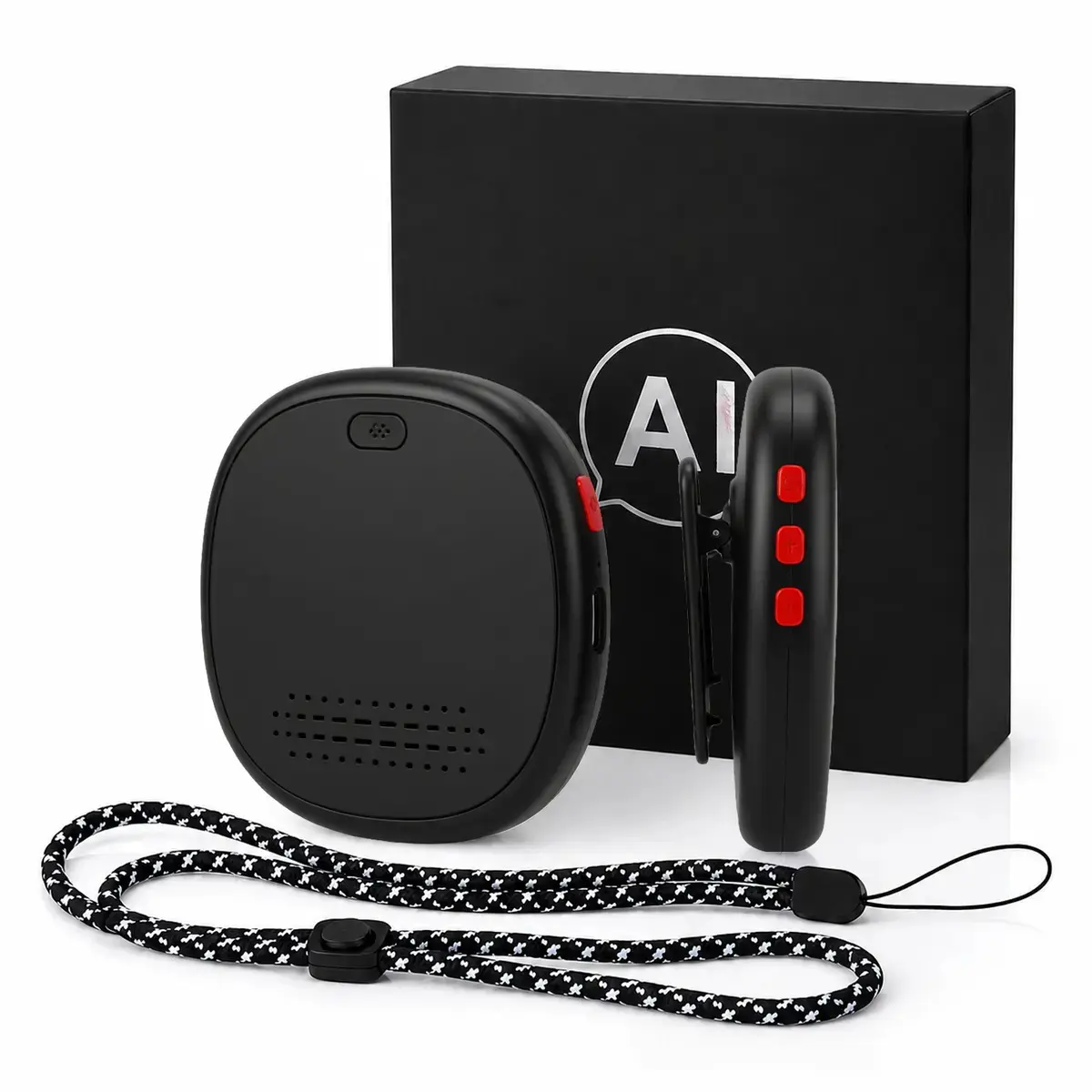 Portable Wireless Bluetooth AI Language Translator, Two-Way Real-Time Translation, Fast Response, Supports 133 Languages, Pronunciation Guidance, Hands-Free Lanyard, for Travel, Daily Use & Business