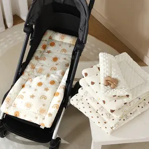 Double-Sided Stroller Mat Ultra-Soft Cotton Gauze and Padding Multi-Use Travel Cushion for Car Seat and Playtime Ideal for