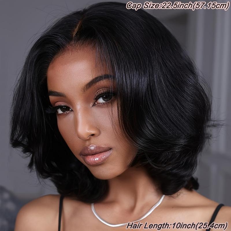 New Fashion 13x4 HD Lace Closure Bob Human Hair Wig - Loose Wave 10 Inch Natural Look Wig for, 150% Density Bob Cut Wigs with Breathable Lace Frontal, Lace Front Wig, Realistic Hairpiece