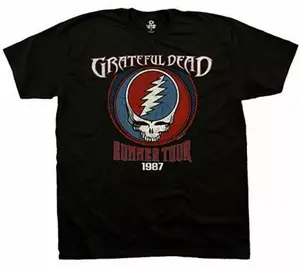 Official Grateful Dead Summer Tour 1987 Mens Black T Shirt Grateful Dead Tee Cotton Menswear Top Decoration