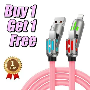 Gindong Heavy-Duty 4-in-1 USB Charger - 3-Way Fast Charging Cable for iPhone Samsung Android & iPad Pro Anti-Tangle Aluminum Alloy Cord Management Buy 1 Get 1 Free Game