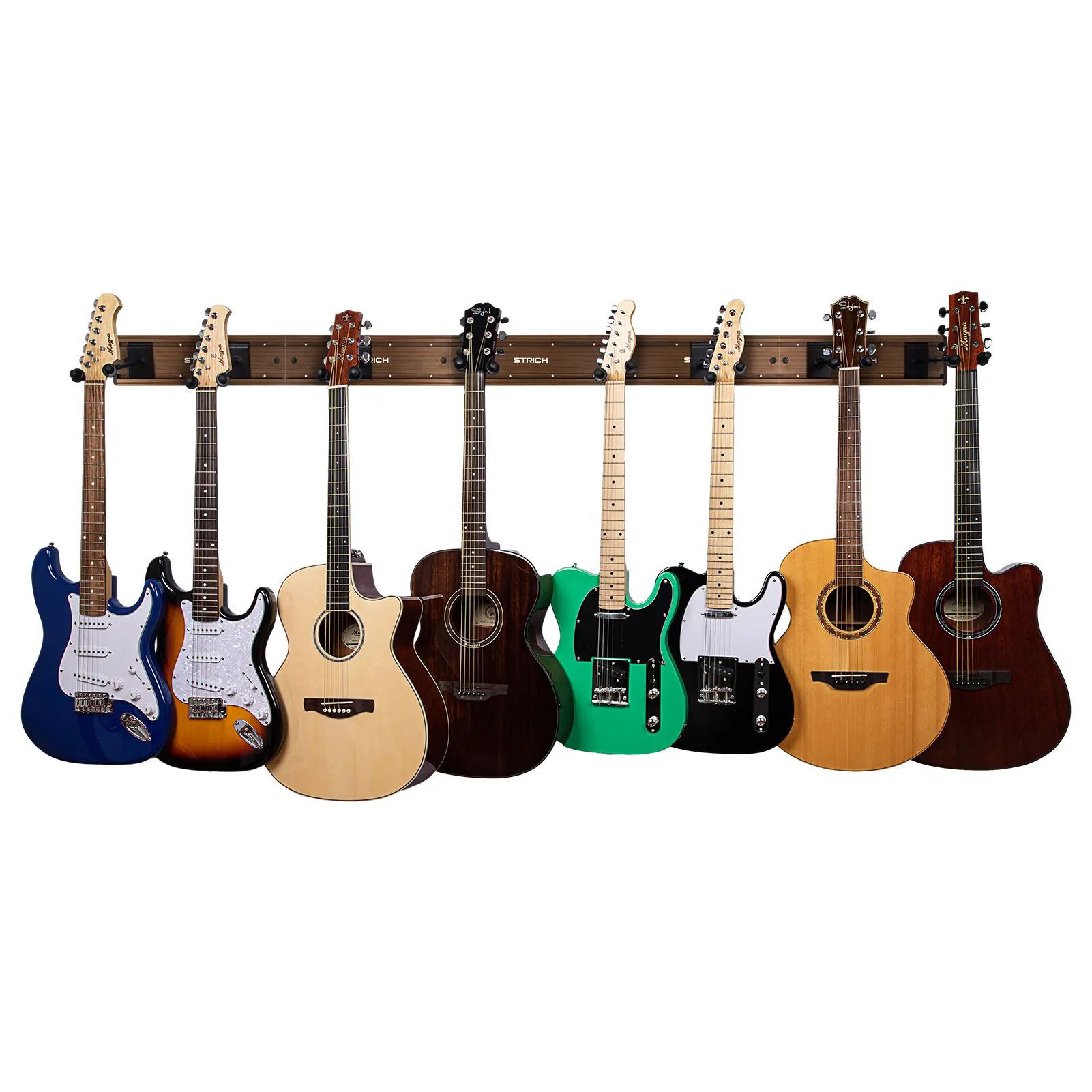 STRICH Guitar Wall Mount Hangers for Multiple Guitars, Holds 8 Guitars, Strong Metal Guitar Stand Rack Bass Holder, SMH-08W