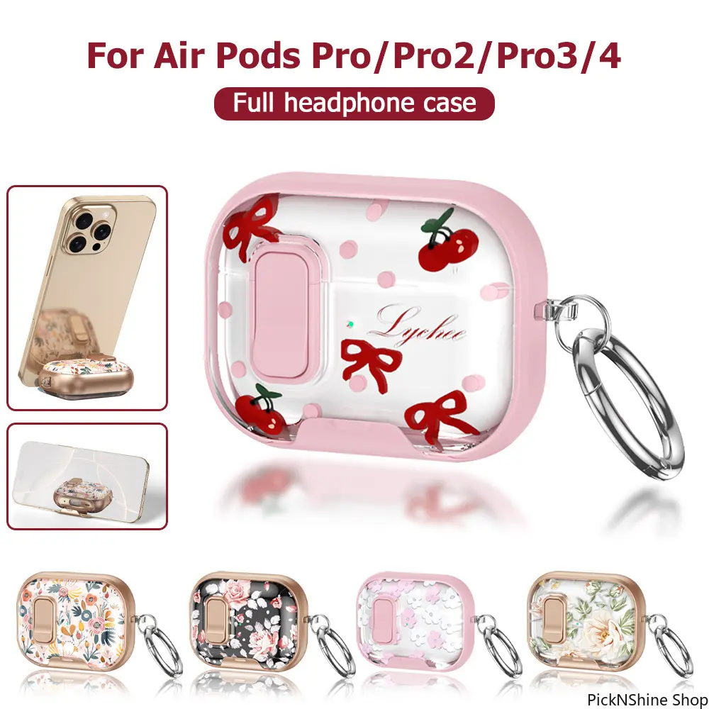 Sweet Bow Cherry Soft Silicone Earphone Charging Case with Hook - Handheld Headphone Pouch, Comfy Grip, All-Round Protection Cover, Portable Daily Accessory for Wireless Headphones Models 2/3/4, Unisex In-Ear Holder