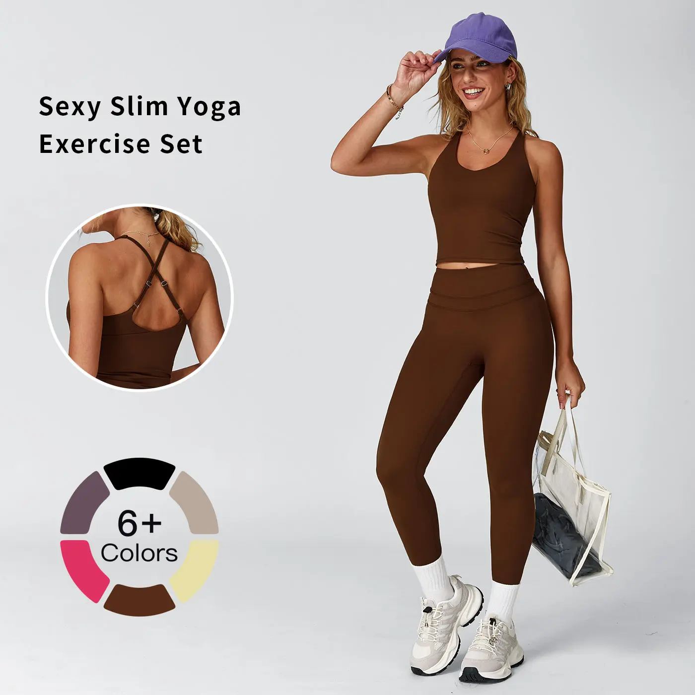 Tenwolf Women’s 2-Piece Sporty Style Activewear Set - Crisscross Back Tank & High-Waist Butt-Lift Leggings, Quick-Dry, Moisture-Wicking, Breathable, Lightweight Compression, Gym Exercise Sportswear for Yoga Workouts, Pink, Breathable Activewear, High Perf
