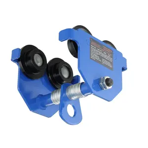 Manual Trolley 1100 Lbs Load Capacity, Dual-Wheel Push Beam Trolley, Adjustable I-Beam Flange Width 2.5 to 5.5 Inches, Heavy Duty Alloy Steel Garage Hoist for Straight or Curved I Beams, Lifting and Workshop Crane Accessory