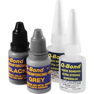90002 Q Bond Ultra  Adhesive it for Garages, Repair Shops and, DIY, Repairs Hard Plastics/PVC/Metals, (2) Adhesive Bottles, (1) Plastic and (1) Metal Reinforcing Powders