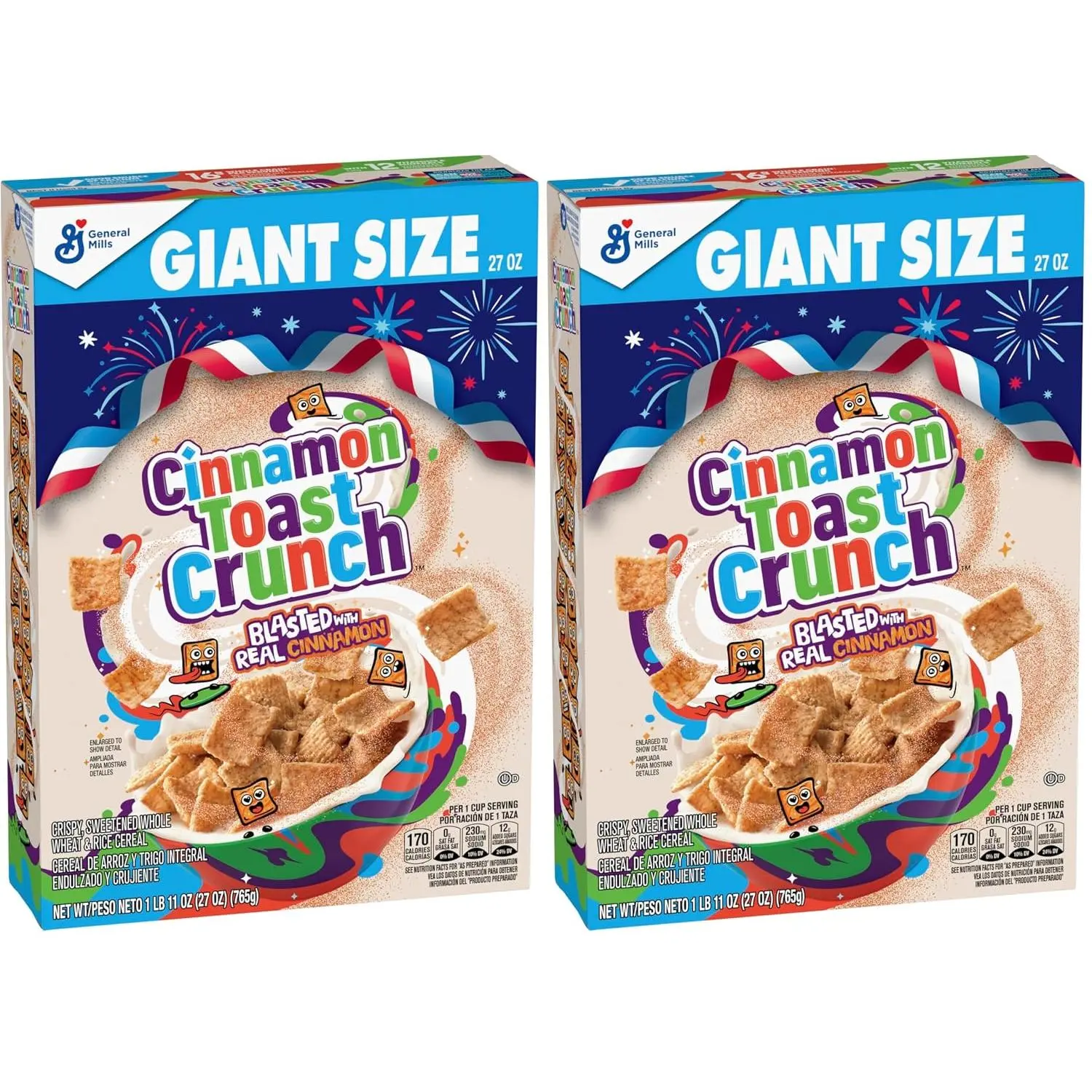 Cinnamon Toast Crunch Breakfast Cereal, Crispy Cinnamon Cereal, Giant Size, 27 oz