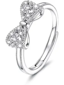 925 Sterling Silver Ring for Women Girls Adjustable Infinity Cross Bow Knot Rings Engagement Rings Promise Ring Eternity Wedding Ring Silver Thumb Rings for Women, Womens Jewellery Gifts Elegant Engagement Ring Bridal Engagement Ring