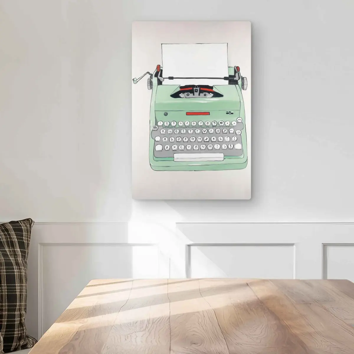 Begin Home Decor C1MP1218QMGK0V 12 x 18 in. Mint Typewriter Metal Print Wall Art - Vintage Home Decor Art