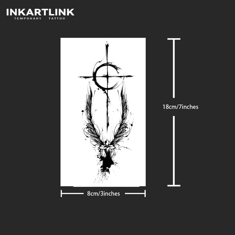 INKARTLINK Tattoo Tech, 2 Sheets Large Semi Permanent Tattoo, Adult Art Design Temporary Tattoos, Lasts 1-2 Weeks, Waterproof, Realistic Look, No Adhesive, No Reflection (Angel 2)