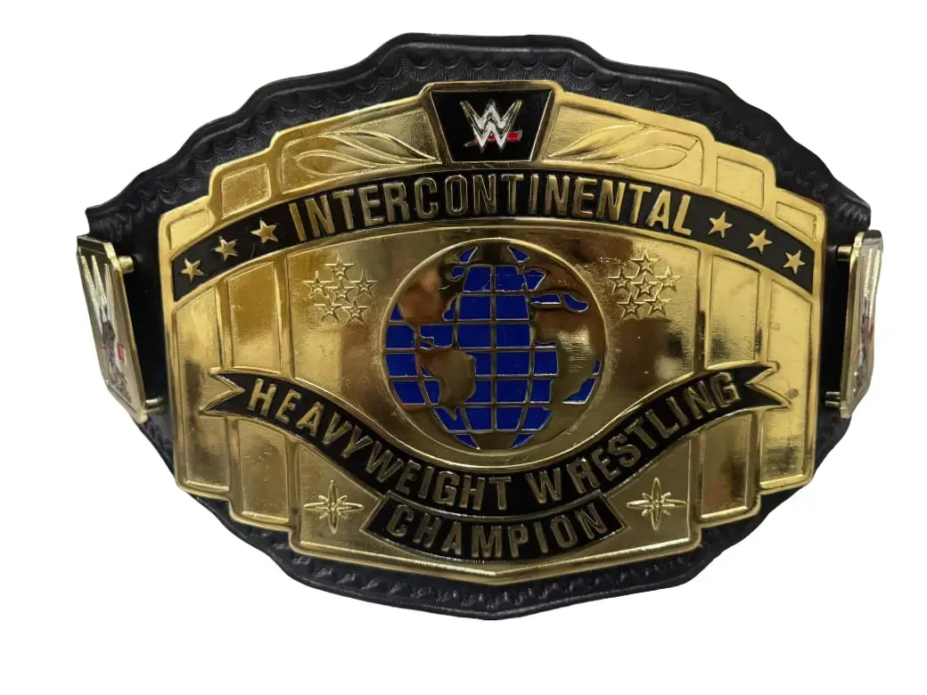 WWE World Wrestling Entertainment Intercontinental Heavyweight Championship Belt Replica Title Adult Size Made In 6MM Dye Casting Plates With Real Cowhide Leather Strap
