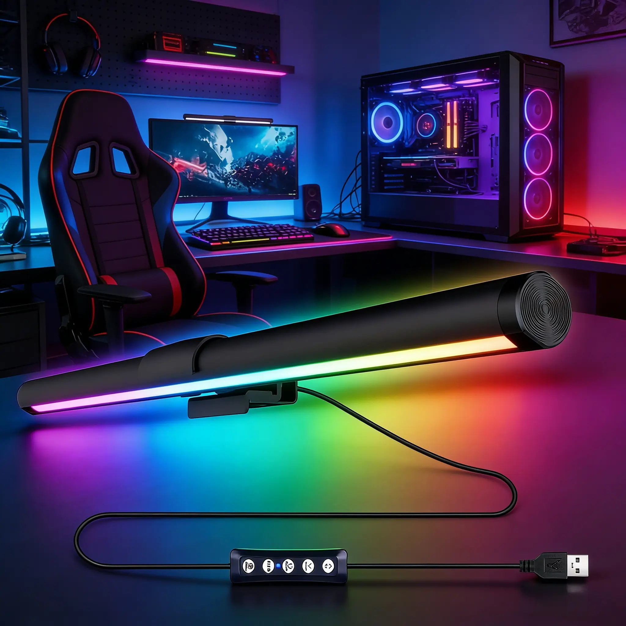 15.8 Inch Rgbw Adjustable Screen Light, Dual-Sided LED Lighting, 5 Button Line Control, USB Powered, TV Computer Office Home Game Decor Gift, Led Strip Light, Led Rgb Lights, Led Dimmable, Led Lighted