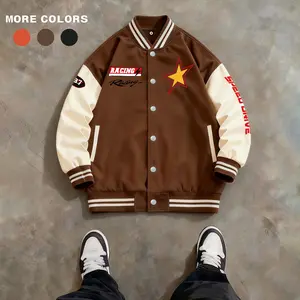 Men's Baseball Jacket 100% Polyester Multi-Color Black Orange Coffee Street, Speed, LA, Racing & Stars Graphic Print Varsity Coat Vintage Retro Classic Old School Casual Sports SWAG Streetwear Lined Winter Jacket Trendy Gift Menswear Tops Long Sleeve Athl