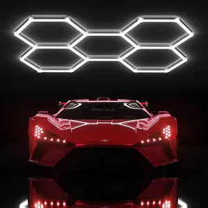 Hexagon Garage Light, Hexagonal Honeycomb LED Panel Light with Metal Frame, High-Brightness Uniform Illumination, Wide-Area Coverage, Suitable for Underground Garages, Private Garages, Auto Repair Shops, Machining Workshops, Equipment Warehouses