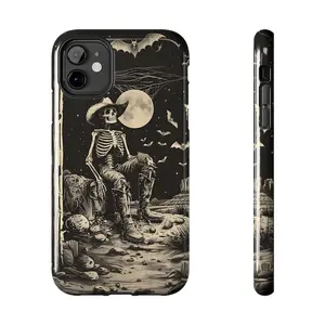 Retro Skeleton Cowboy Moonlight Phone Case| Western Skeleton | Vintage iPhone Case | Moonlight Cowboy | Unique Phone Case | Holiday Gifts |