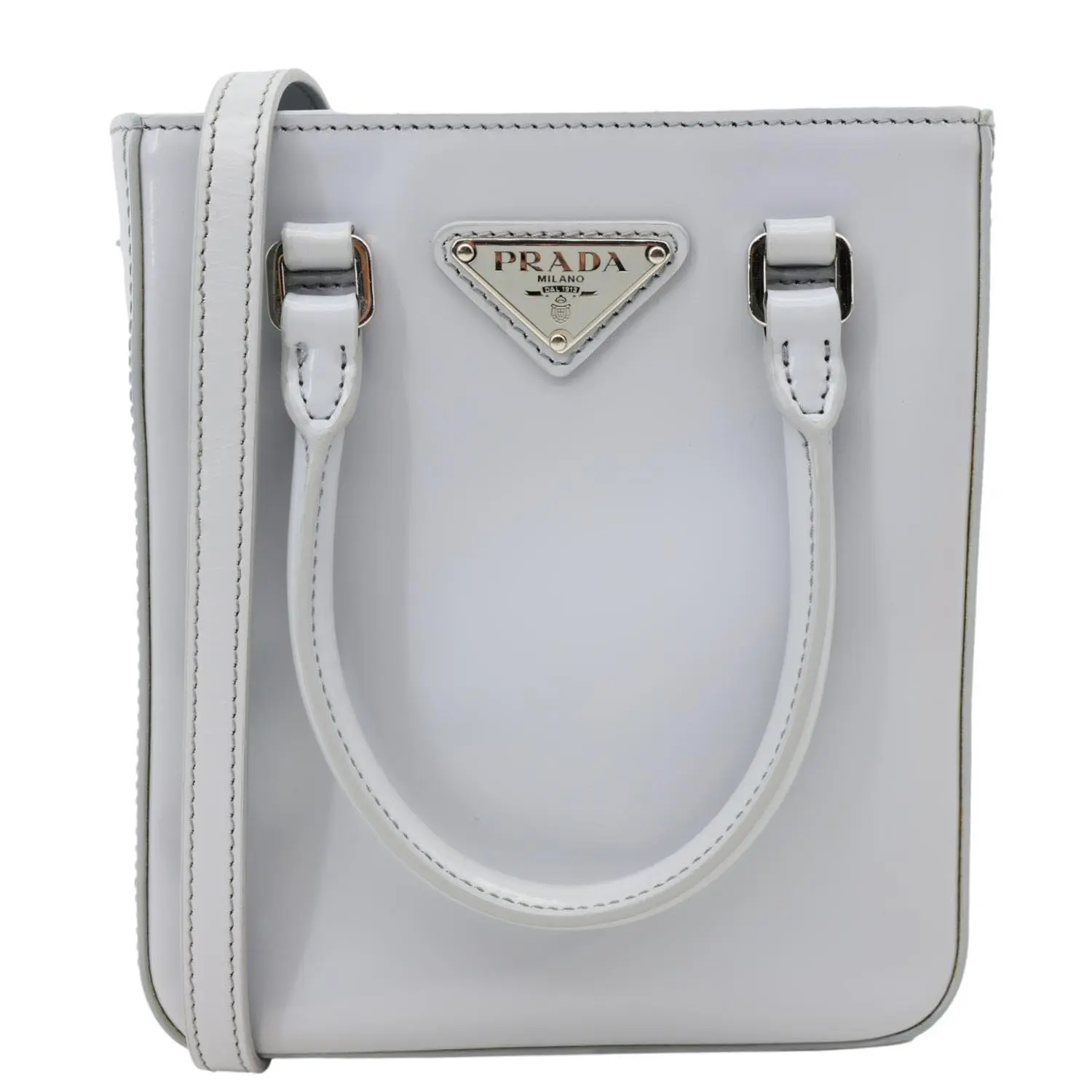 Pre-owned PRADA Leather Tote Bags Mini Spazzolato Tote Bag Grey