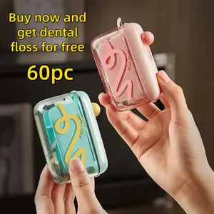 Automatic Pop-Up Storage Box – Portable Countertop Organizer, Refillable Dispenser for Floss Picks, Bathroom Travel Accessory, One-Button Press[Free 60 pieces of dental floss]