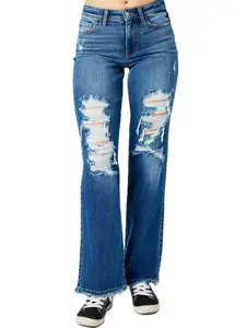 Judy Blue Mid Rise Comfy & Soft Ripped Denim Jeans