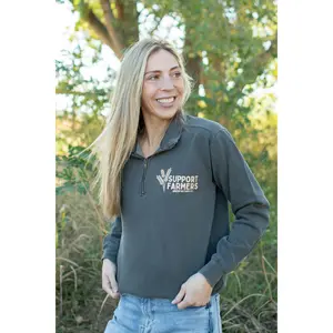 Support Farmers Wheat 1/4" Washed Charcoal Zip