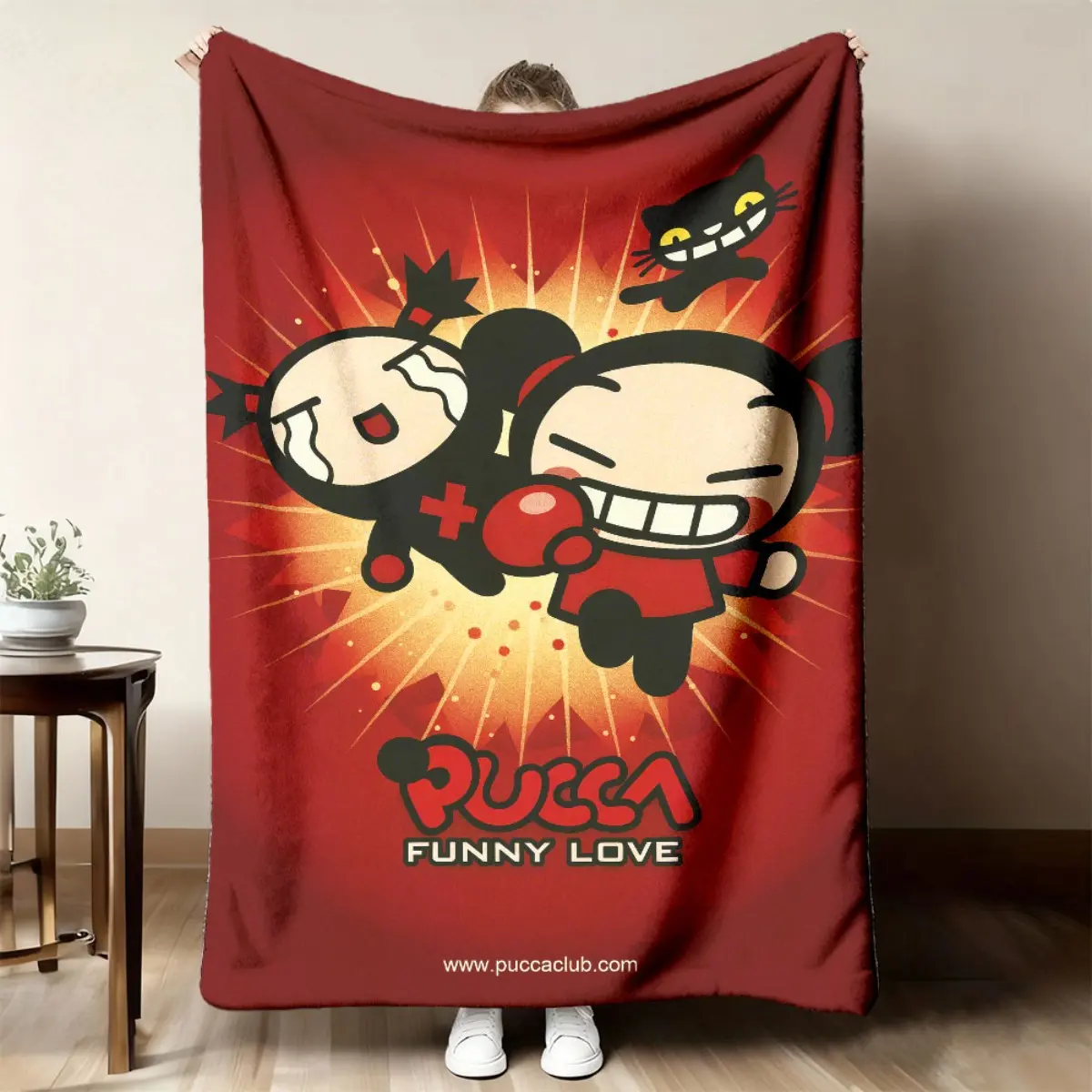 2026 New Arrivals Pucca Funny Boxing Print Flannel-Printed Microfibre Blanket - Soft, Wrinkle Resistant, Breathable, Durable, Machine-Washable, Simple Design, Long-Lasting Warmth, Dorm Room Bedding, Ideal Gift for Friends, Multi-Size