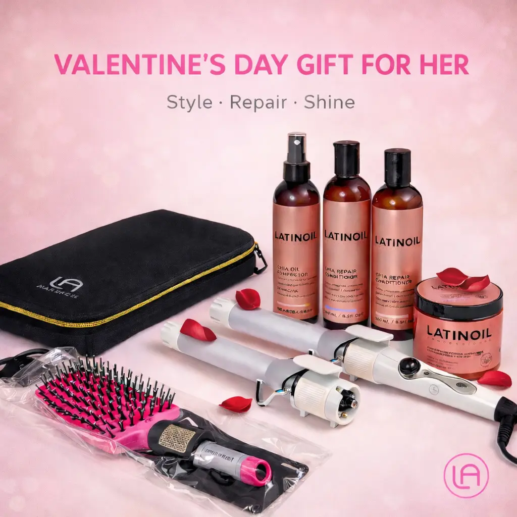 Valentine’s Day Gift for Her | 3-in-1 Curling Iron & Chia Hair Care Bundle