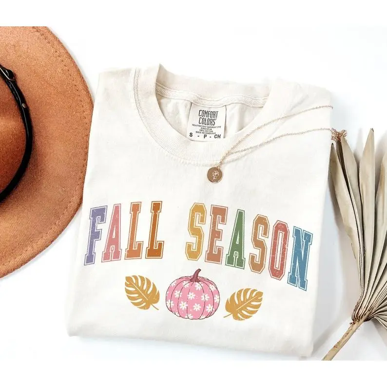 Embroidered Fall Season Shirt, Fall Vibes Shirt, Spooky Season Shirt, Womens Fall Shirt, Pumpkin Shirt, Pumpkin Patch, Autumn Shirt, Fall Graphic Tee