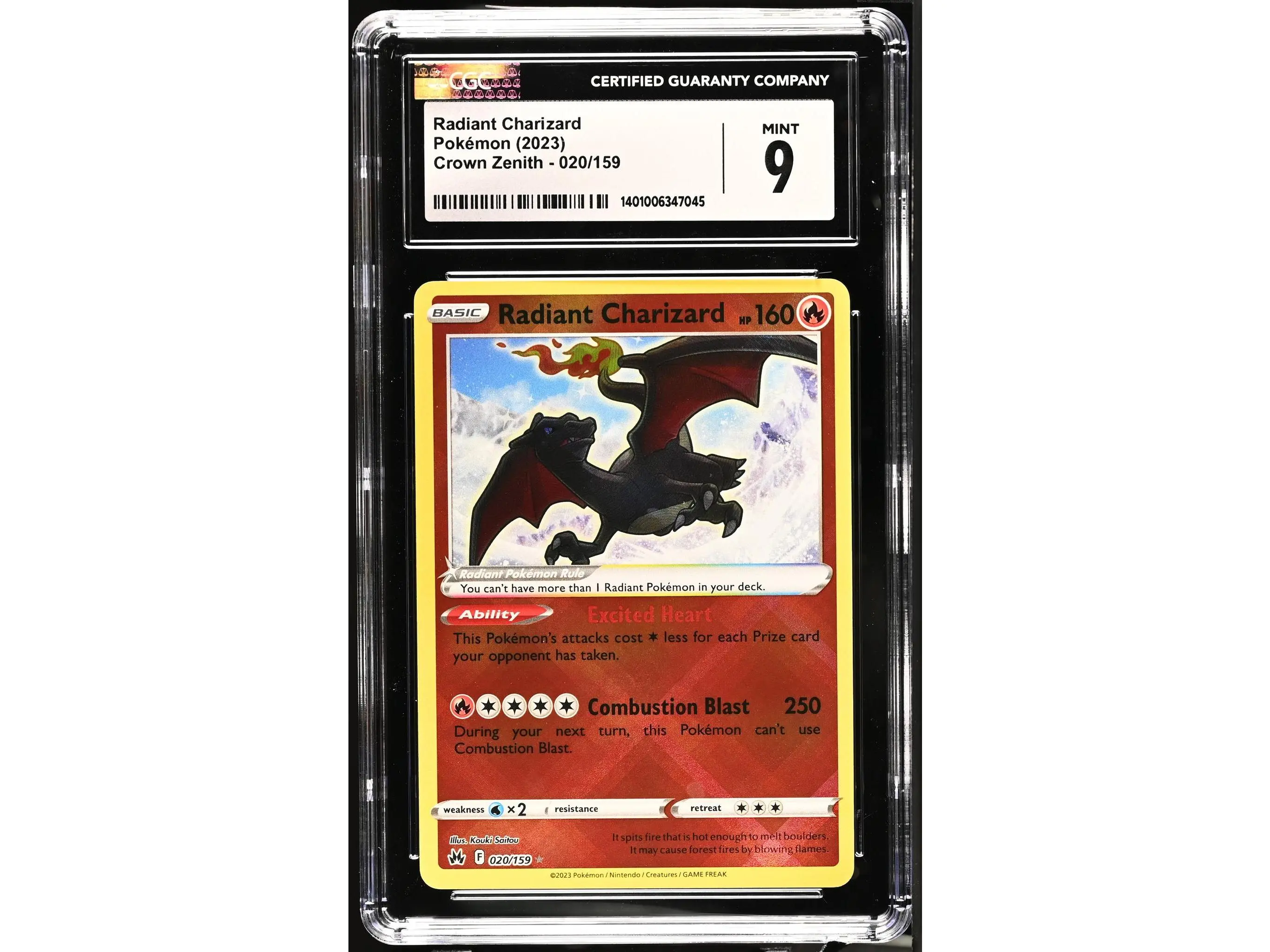 2023 Crown Zenith #020/159 Radiant Charizard CGC 9