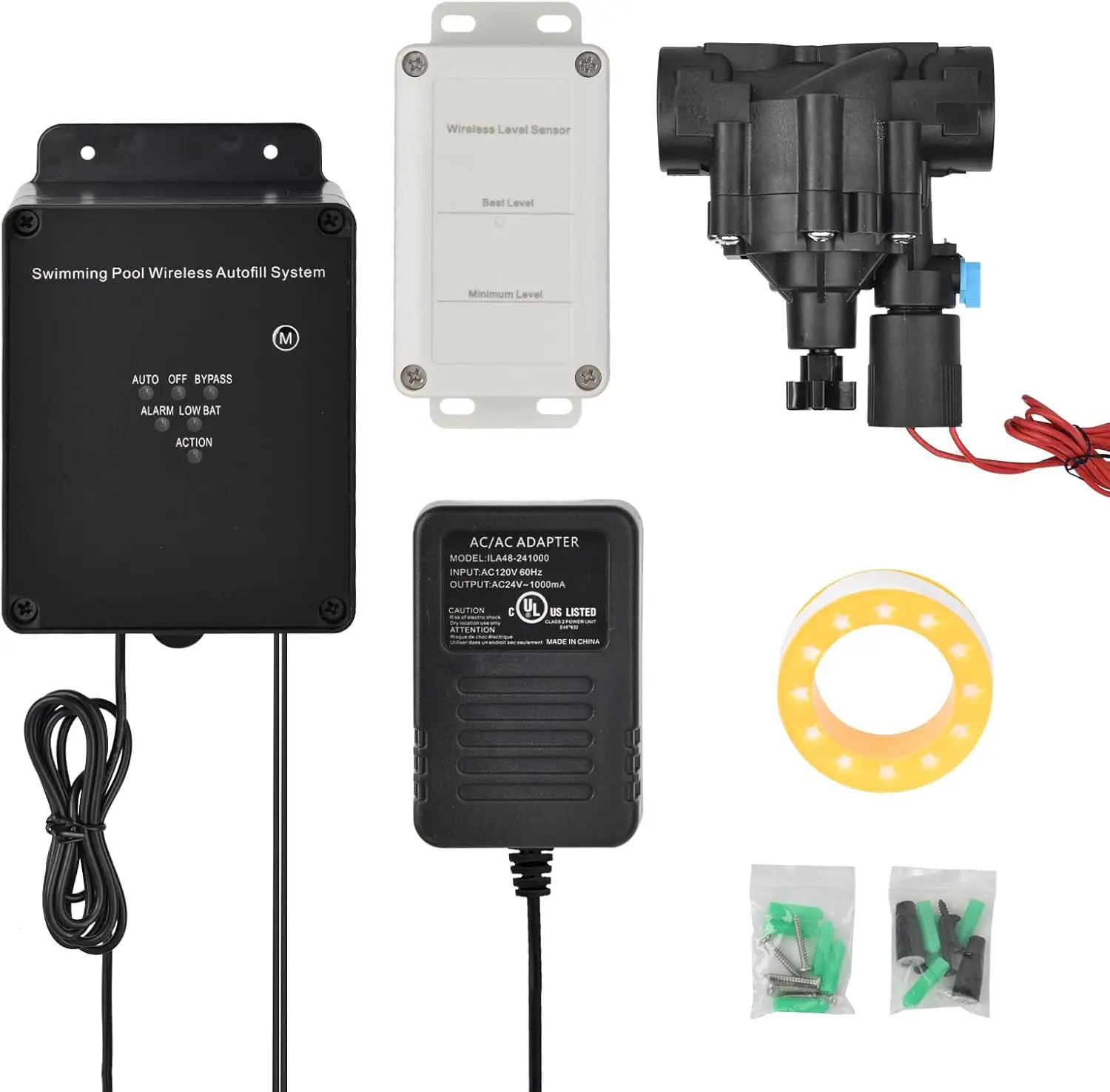 Wireless Automatic Pool Water Level Control System - 3 Modes, 500ft Range, Low Battery Alarm, Waterproof Safety - Ideal for Pools, Spas