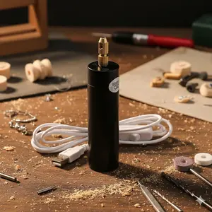 Portable USB Micro Drill Set: 5-Piece Diamond Sand Ceramic Bits for Multi-Purpose Engraving, Polishing & DIY - Jewelry, Wood, Metal, PCB, Crafts & Plaster Repair with Anti-Slip Aluminum Body