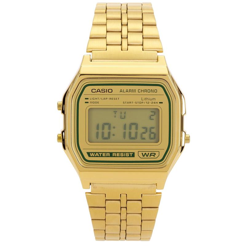 Casio A158 Series Watch in Metal Gold & Green