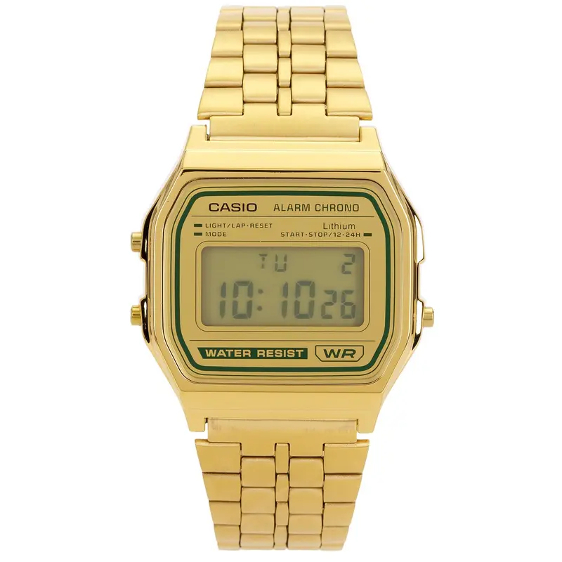 Casio A158 Series Watch in Metal Gold & Green