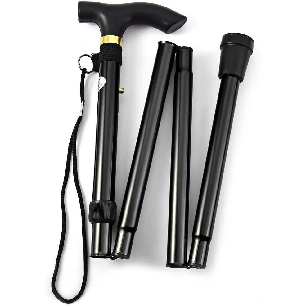 Folding Lightweight Walking Stick - Adjustable Aluminum Metal Collapsible Travel Cane with Non-Slip Rubber Base,Outdoor Trekking Pole, Elderly,Travel,durable walking stick,bordones para caminar Foldable Hiking Stick,foldable walking cane,Cane,rubber bases