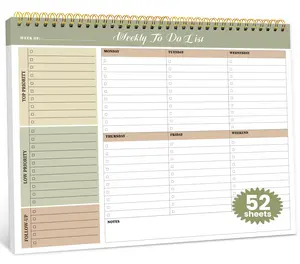 Undated Weekly Planner Notepad for Office Desk Accessories and Supplies - Weekly To Do List with 52 Sheets (8.5"×11")