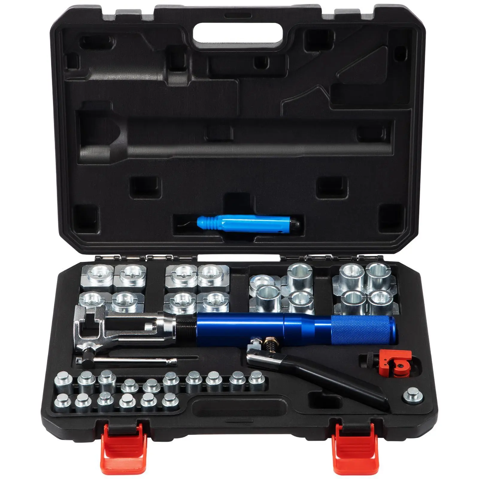 【Summerfinds】VEVOR Hydraulic Flaring Tool Kit,  , 45° Double Flaring Tool, Brake Repair Brake Flaring Tools for 3/16"-1/2", Brake Flare Tool with Tube Cutter and Deburrer, 32 PCS Tube Flaring Tools for Copper Lines