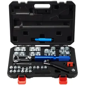 VEVOR Hydraulic Flaring Tool Kit,  , 45° Double Flaring Tool, Brake Repair Brake Flaring Tools for 3/16"-1/2", Brake Flare Tool with Tube Cutter and Deburrer, 32 PCS Tube Flaring Tools for Copper Lines