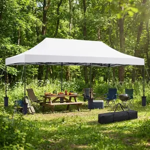 Heavy-Duty Outdoor Pop Up Canopy Tent - 10x20ft Waterproof UV-Protected Oxford, Steel Frame, Adjustable Height, Easy Setup for Camping, Backyard, Parties - Black