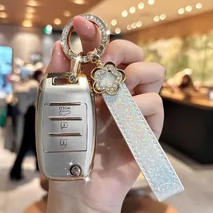 TPU Car Key Fob Cover with Keychain for Geely for Kia K5 K3/KX3 for Rio for Optima for Kia Sportage, Cerato, for optima, K5, for rio, Carens, Rondo, Ceed, Picanto, K2, Soul, for cee'd, Venga, Sportage, K7, for K5, K3, K4, K6, K8, K9 Car Key Protector