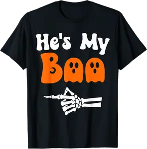 He's My Boo Skeleton Couples Matching Couple Halloween T-Shirt - Antoniojo Shop 27B0DJPP2QFD