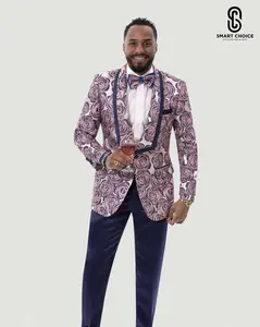 Men's Prom Blazer Jacket with Bow Navy/Pink