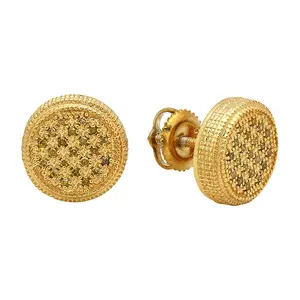 Dazzlingrock Collection - 0.15 Carat (ctw) Round Yellow Diamond Cluster Ladies Stud Earrings, Yellow Gold Plated Sterling Silver