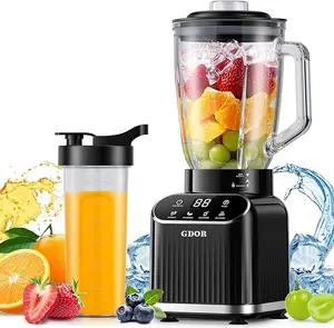 GDOR Professional Blender for Smoothies, 5 Functions, 1200 Peak Watts Smoothie Blender, 52 Oz Glass Jar & 24 Oz To-Go Cup Combo, Blenders for Smoothies, Ice and Frozen Fruit, Self-Cleaning day gift idea maker machine Kitchen drink Cold Press Juicer