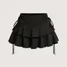 Women's Solid Lettuce Trim Tiered Layer Ruffle Hem Fitted Skirt, Elegant Lady Tie Side Mini Casual Skirt, Women's Bottoms for Daily Wear, Womenswear Feminine, Fitted Cut Skirt, Ruffled Hem Skirt #GLOBAL PICKS