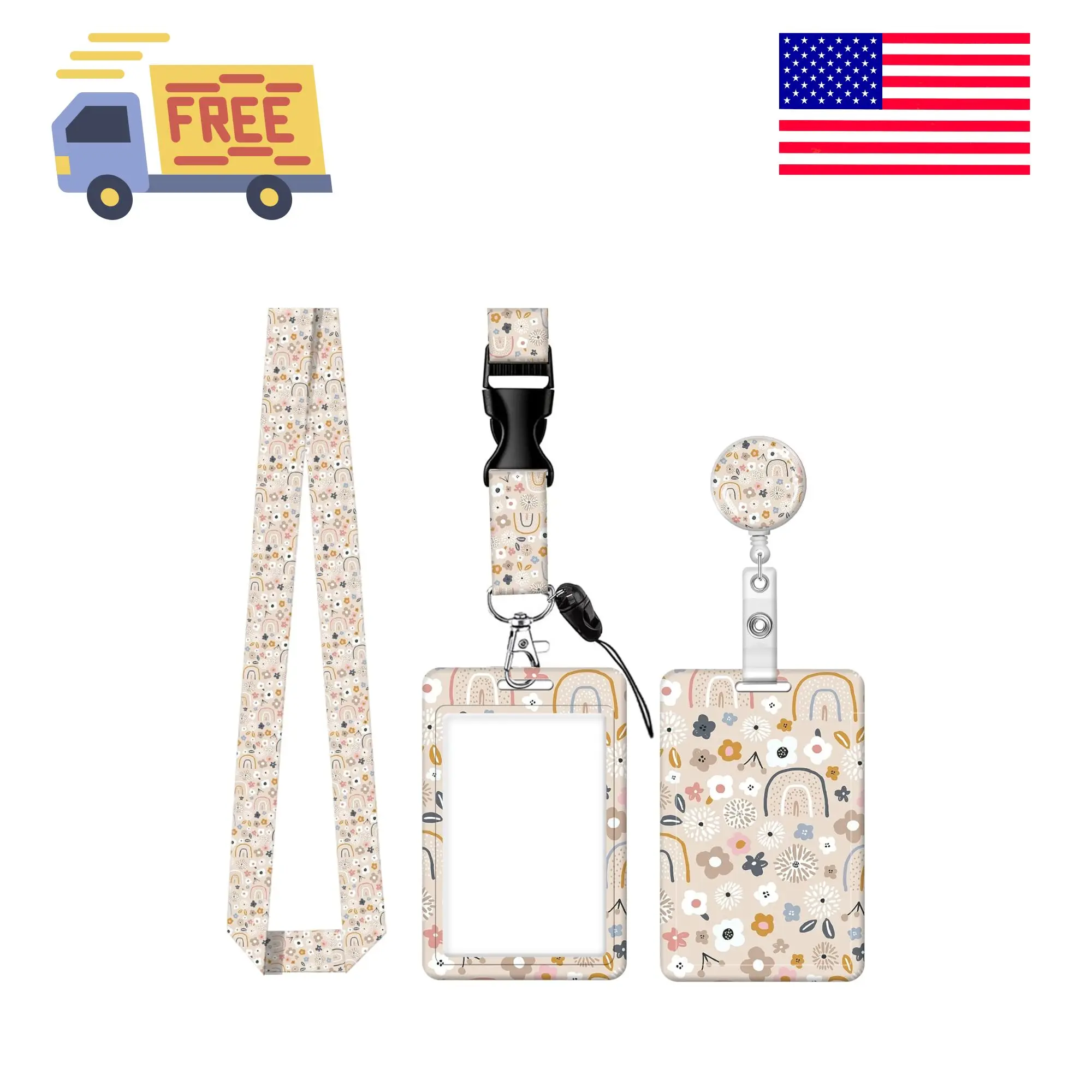 ID Badge Holder with Lanyard - Fashionable ID Card Holders with Retractable Lanyards
