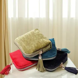 Portable Organizer for Rings, Bracelets, & Bangles with Tassel Zippe Jewelry Storage Pouch Jewelry Bag Travel Pouch