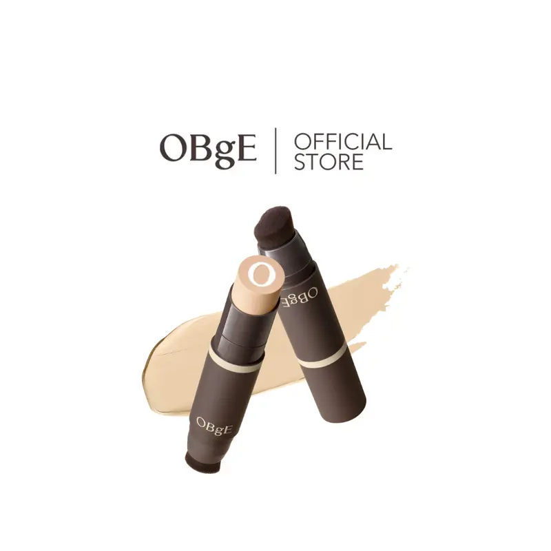 [OBgE Official Store] Seamless Full Coverage Foundation Stick with Brush - Provides immediate pore blurring and all-day shine control with a natural matte finish, All-in-one Korean makeup, 0.49 oz